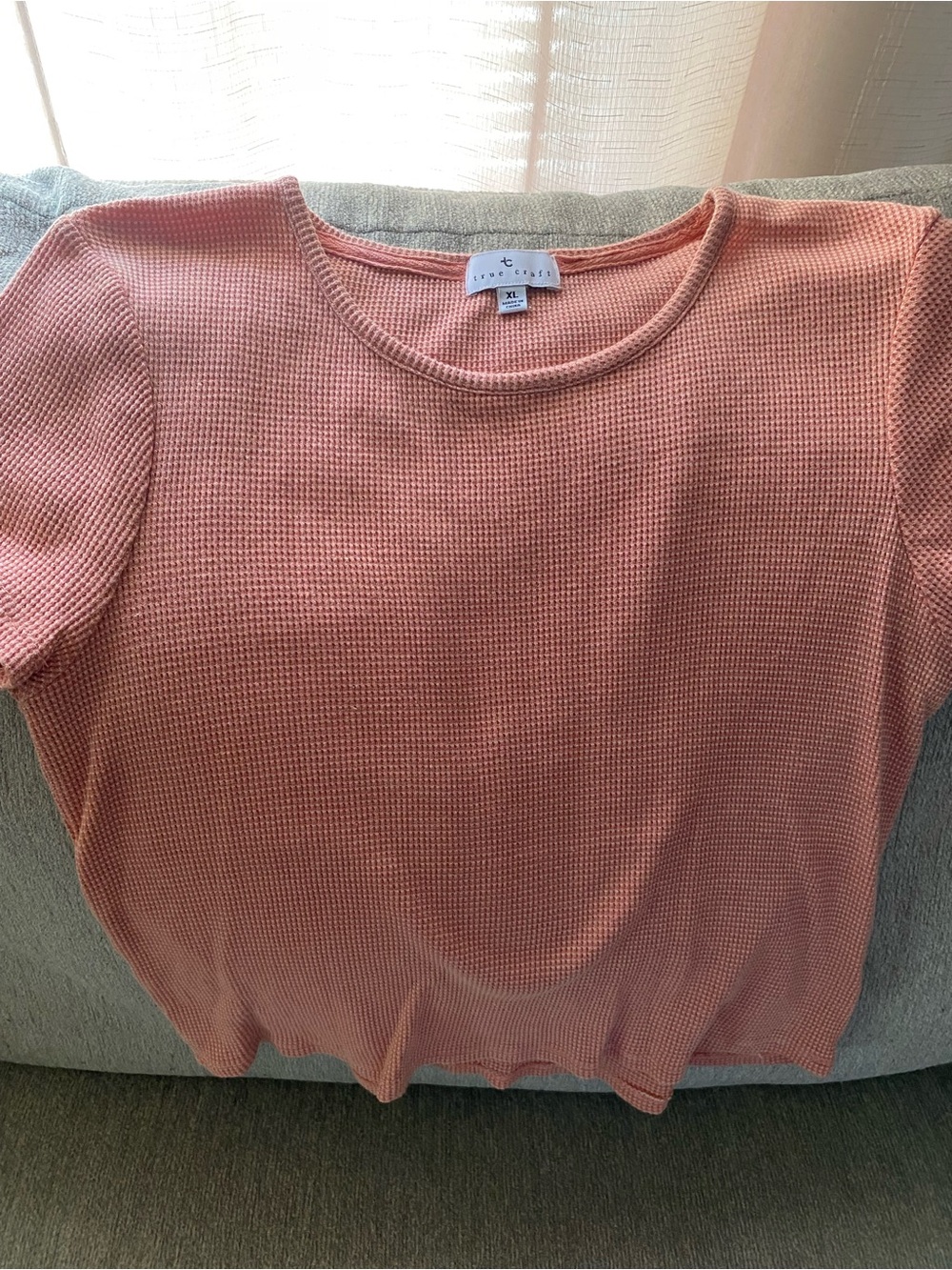 True Craft Peach Waffle Knit Crop Top
